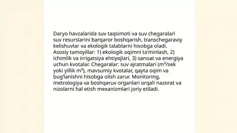 Daryo havzalari bo‘yicha suv resurslarini tasniflash va xaritalash 4