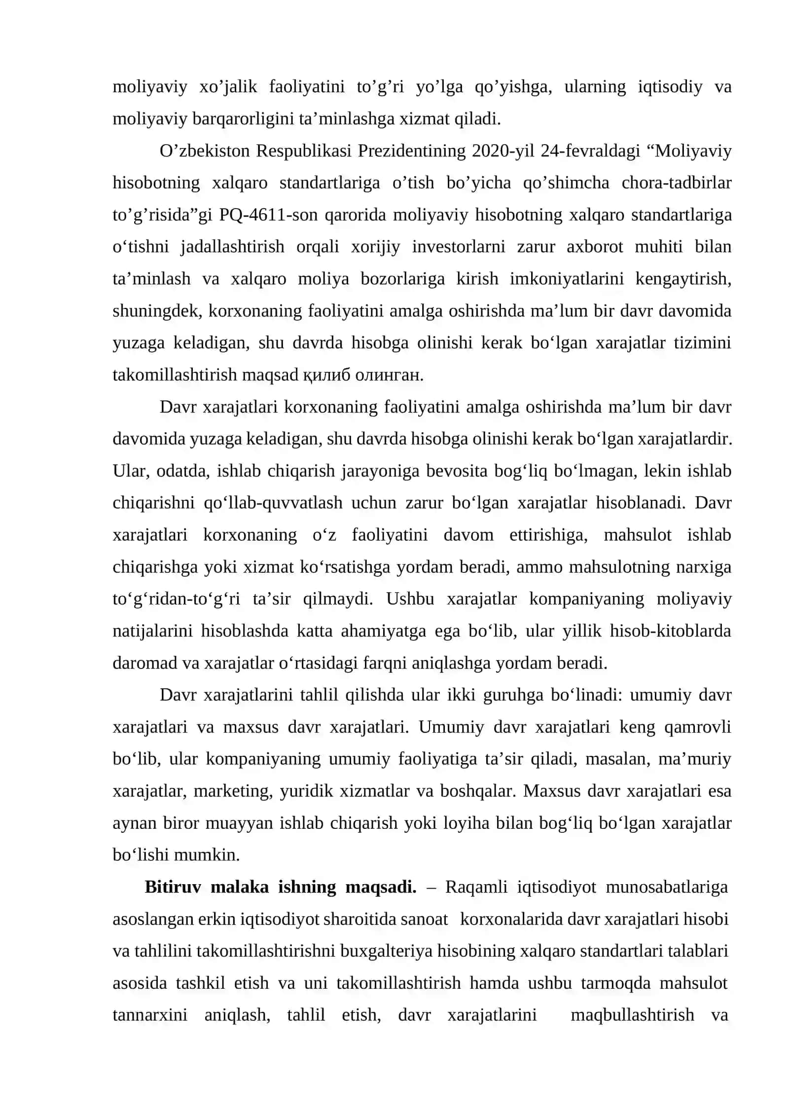 TO’QIMACHILIK KLASTERLARIDA DAVR XARAJATLARI, ULARNING BUXGALTERIYA HISOBI VA TAHLILI 4
