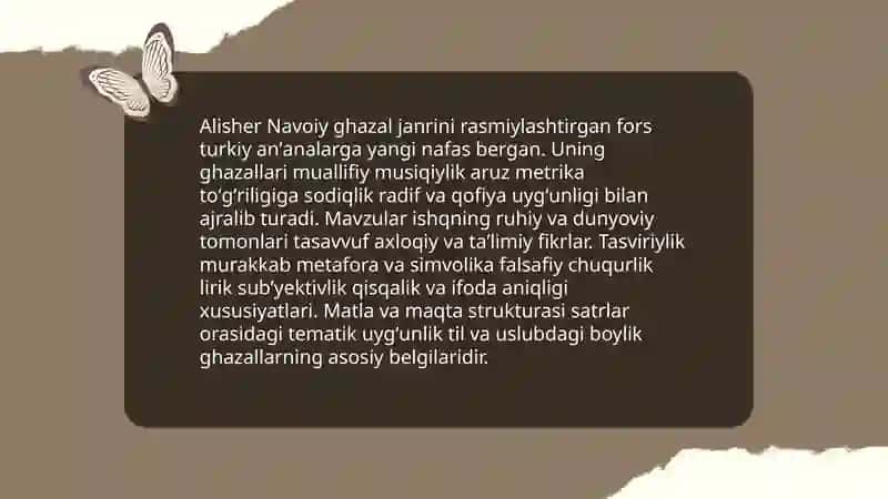 Navoiy Lirikasiga mavjud janrlar tasnifi 4