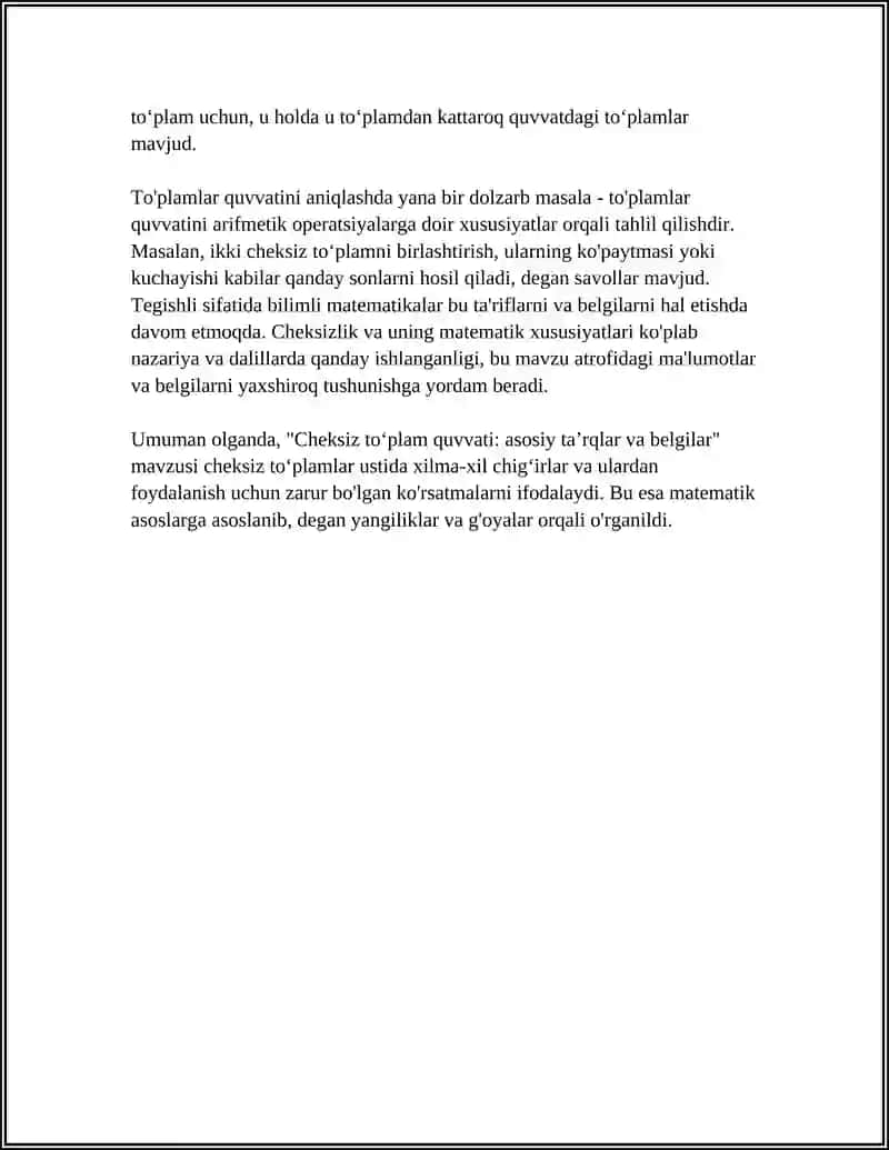 CHEKSIZ TO‘PLAMLARNI QUVVATIGA KO‘RA TAQQOSLASH MUAMMOLARI 4