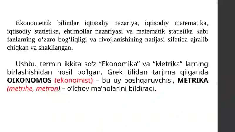 EKONOMETRIK MODELLASHTIRISH ASOSLARI 4