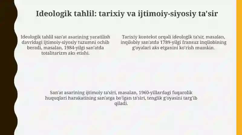 Tanlangan badiiy asarlarni estetik-ğoyaviy jihatdan tahlil qilish 4