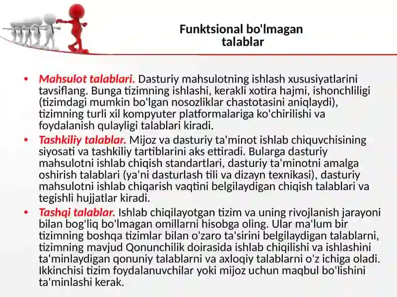Dasturiy ta'minotni ishlab chiqish texnologiyasi va jarayoni (L-8) 4