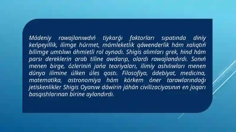Oraylıq Aziyada mádeniy oyanıw 4