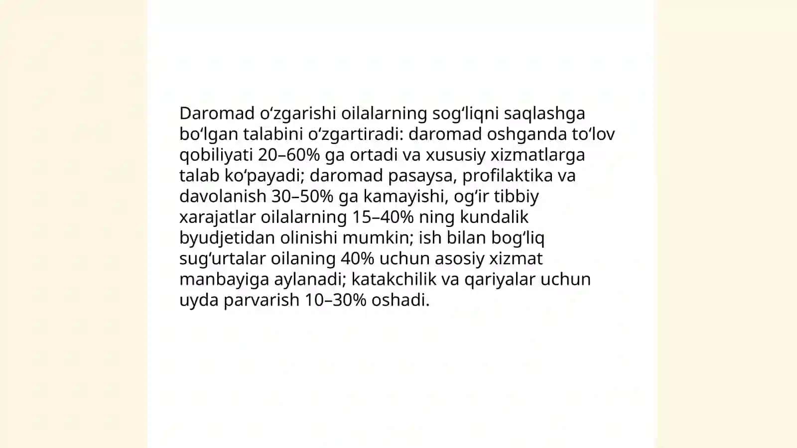 Bozor iqtisodiyoti sharoitida jamiyatdagi boshqa institutlar kabi oila va kishilarning sotsial guruhlari eng muhim ijtimoiy xizmatlarga talab va ehtiyojlari ortishi Abduakimova Sevinch 4