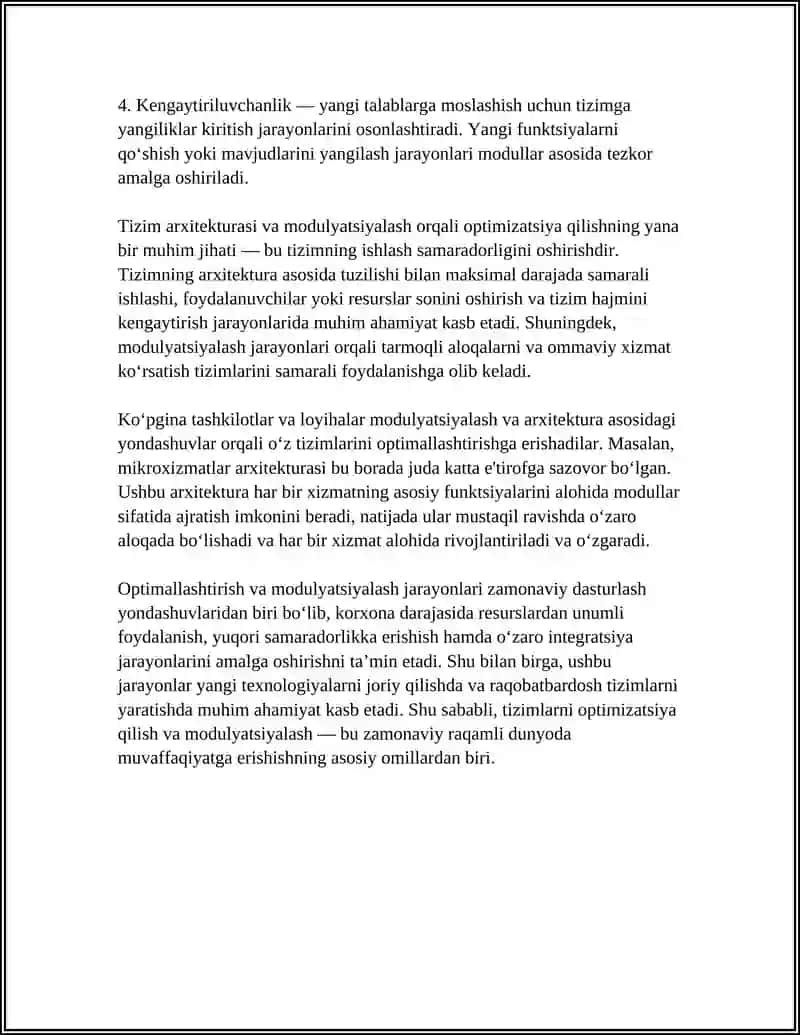 Tizimlarni optimizatsiya qilish va integratsiya 4