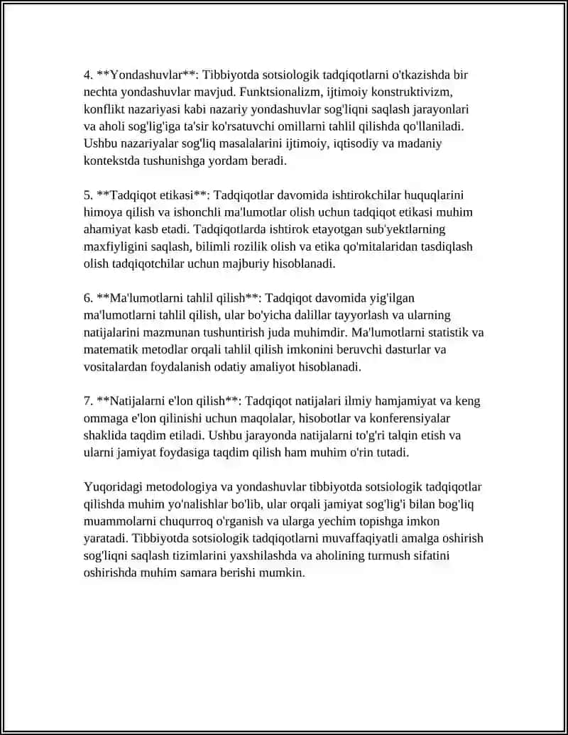 TIBBIYOTDA SOTSIOLOGIK TADQIQOTLARNI O'TKAZISH 4