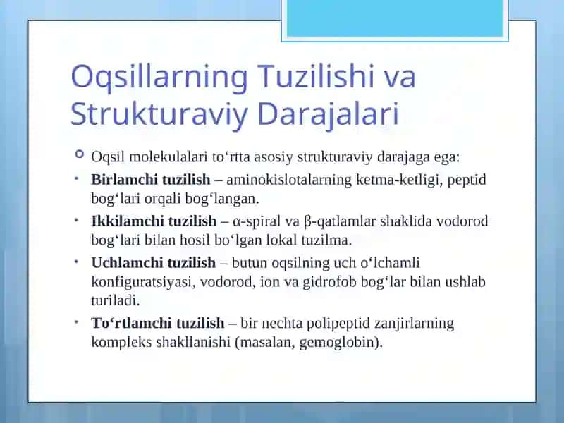 Oqsil strukturasini in silico usulda oʻrganish 4