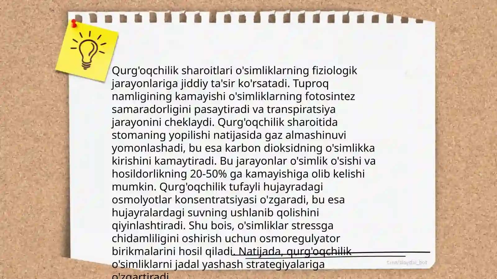 O'simliklarni qurg'oqchilikka chidamliligi 4