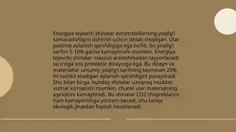 Kelajak shinalarining ekologik samaradorligi 4