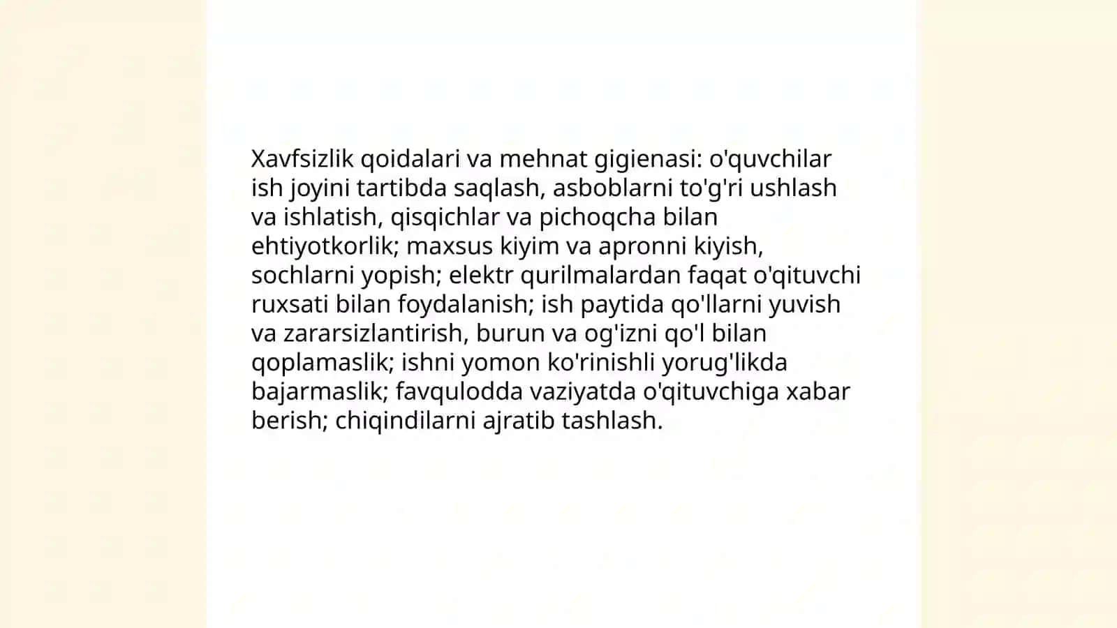 4-sinflarda Texnologiya fanining mazmuni 4