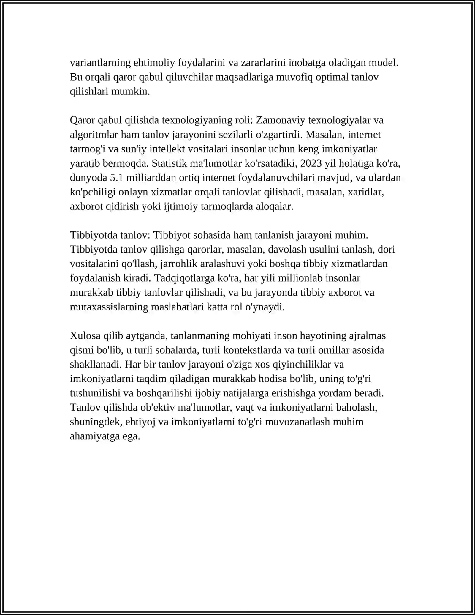 TANLANMANING REPREZENTATIVLIGI VA UNI HOSIL QILISHNI USULLARI 4