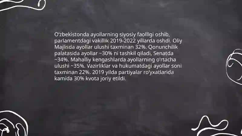 Oʻzbekistonda gender tengligi va ayollar faolligi 4