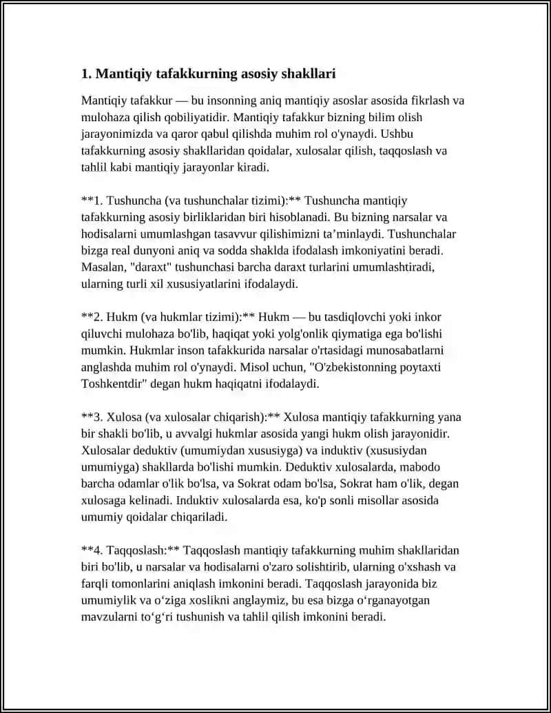 MANTIQ TAFAKKUR SHAKLLARI VA QONUNLARINI OʻRGANUVCHI FAN SOHASI SIFATIDA 4