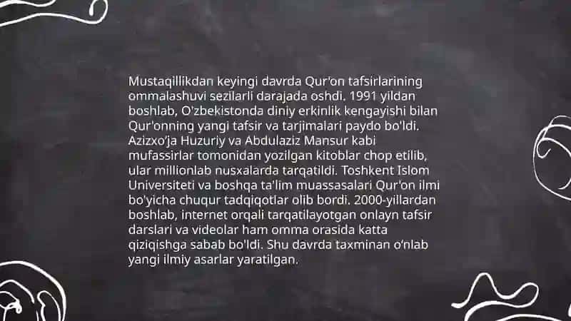 Mustaqillik yillarida Qur onning o'zbek tiliga tarjima qilinishi va tafsirlari 4
