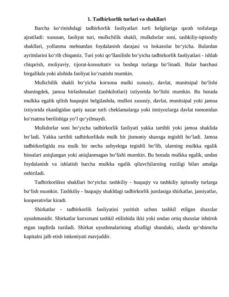 TADBIRKORLIK SHAKLLARI VA ULARNING XUSUSIYATLARI 4