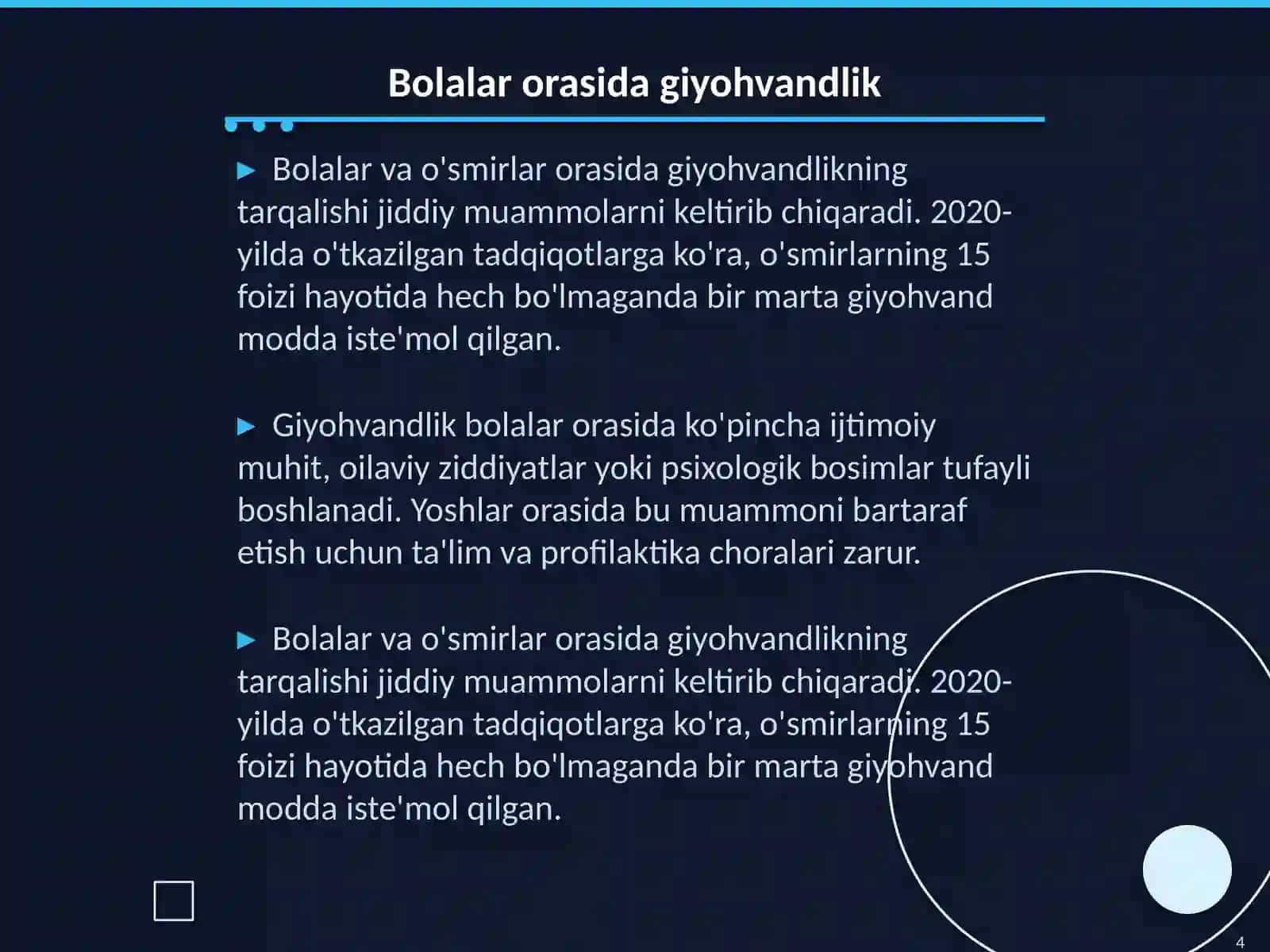 Giyohvandlik bolalar deviant xulqning shakllaridan biri sifatida 4