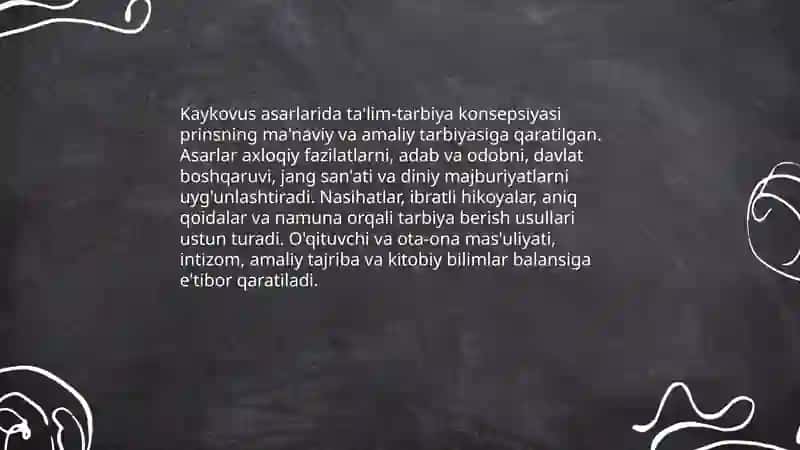 Yusuf xos hojib va Kaykovus asarlarida ta‘lim-tarbiya masalalarining yaritilishi 4