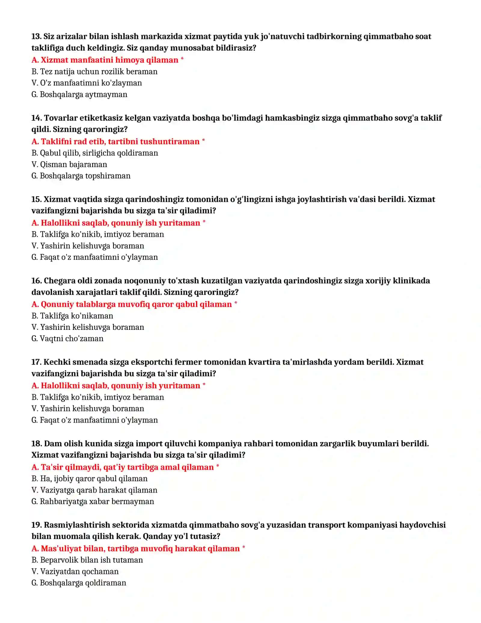 TEST SAVOLLARI (№ 11) 4