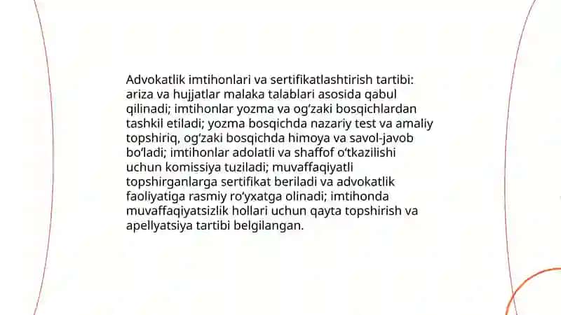 Advokatlik maqomini olish va toʻxtatib turish 4