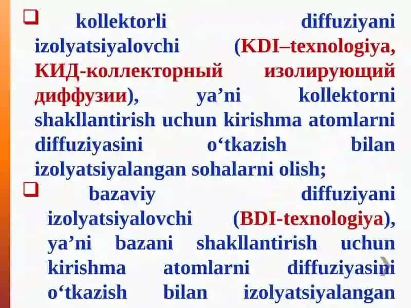 Yarim o‘tkazgichli bipolyar IMS larni p-no‘tish izolyatsiyali tayyorlanish texnologiyalari 4