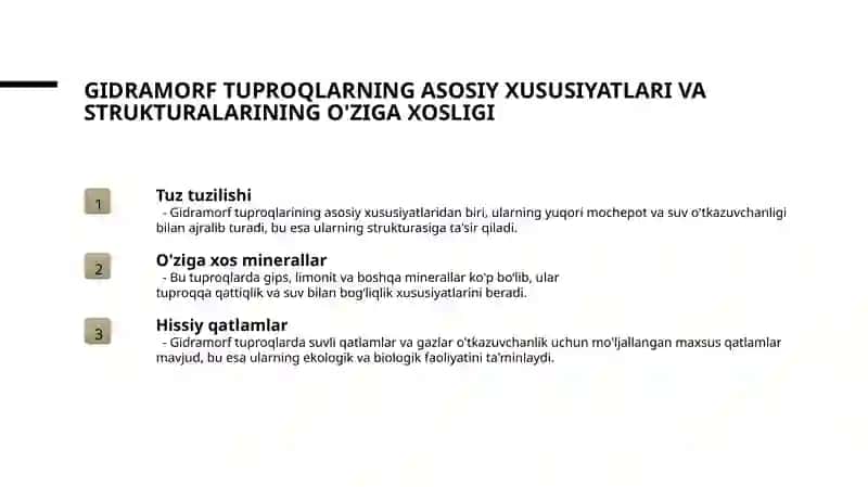 Gidramorf tuproqlar,ularning xossa va xususiyatlari 4