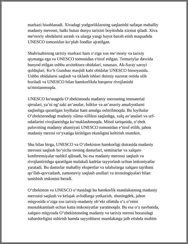 O‘zbekistonning madaniy sohadagi xalqaro hamkorligi 4