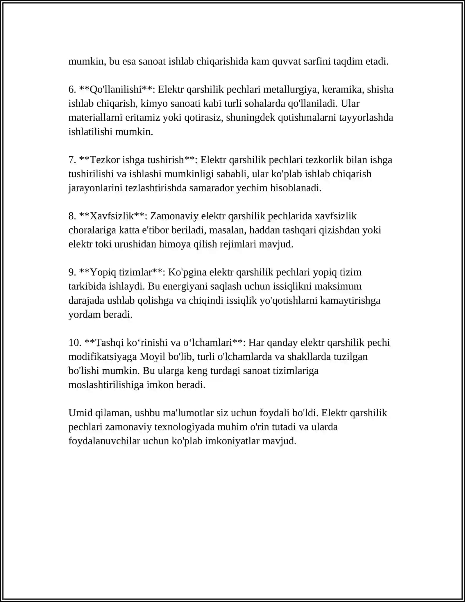 DAVRIY VA UZLUKSIZ REJIMDA ISHLAYDIGAN ELEKTR QARSHILIK PECHLARI 4