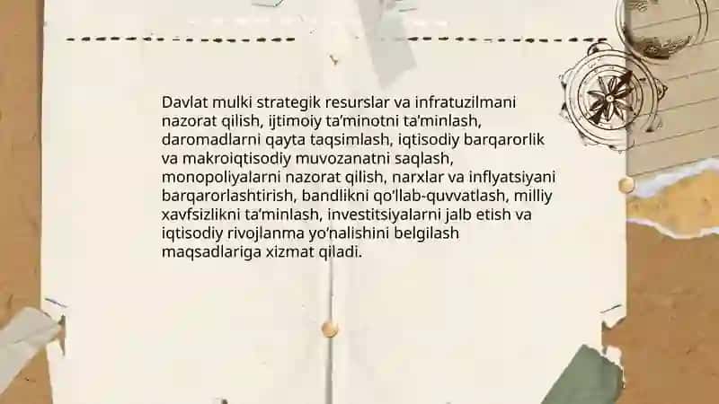 Davlat mulki iqtisodiyotni tartibga solishdagi roli 4