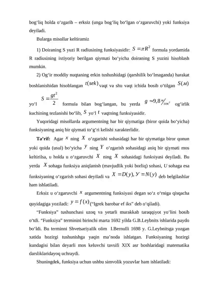 Funksiya tushunchasi. Funksiyaning berilish usullari, elementar funksiyalar va ularning grafiklari. Darajali funksiya 4