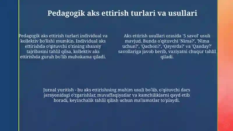 Pedagogik refleksiyaning maqsad va vazifalari 4