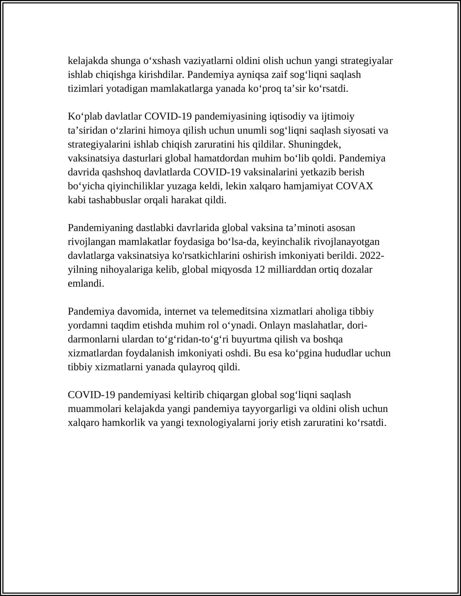 PANDEMIYA 21 ASR GLOBAL MUOMMOSI VA UNING OQIBATLARI 4