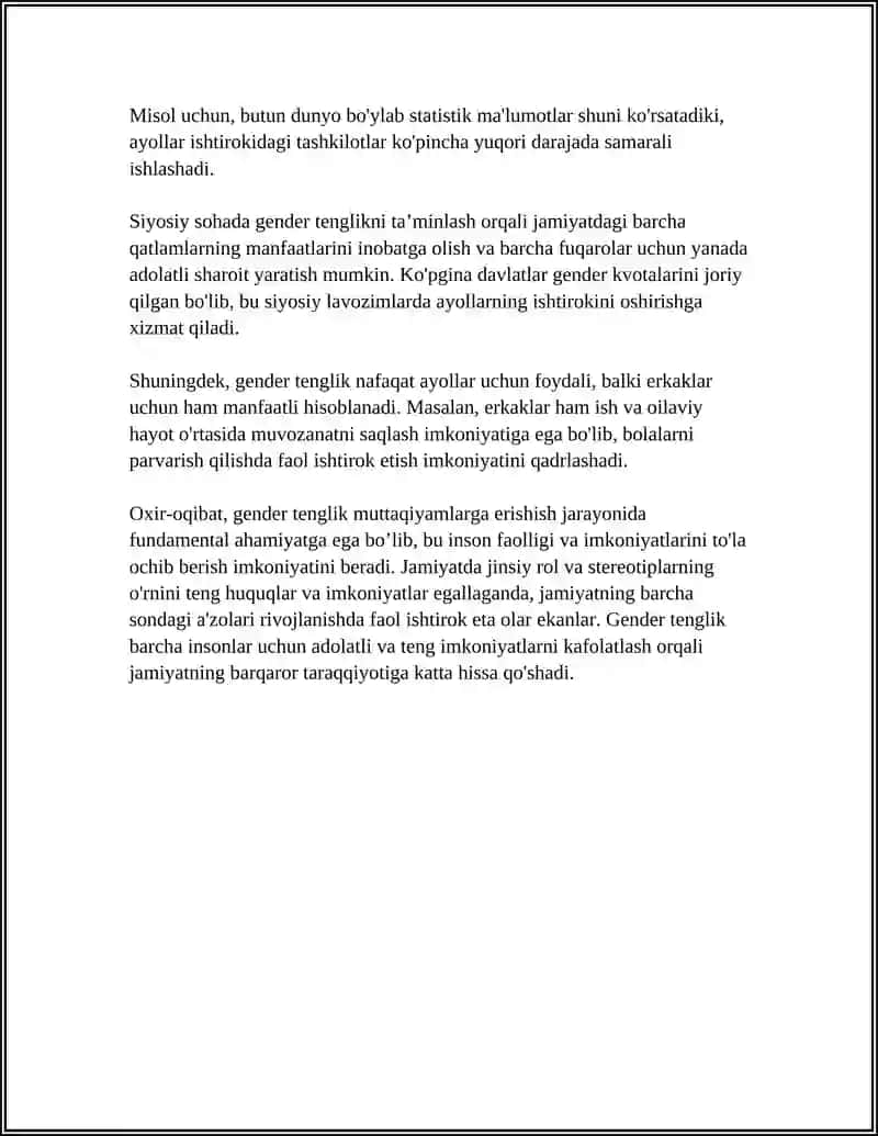 GENDER TENGLIK VA UNING JAMIYAT RIVOJLANISHIDAGI AHAMIYATI 4
