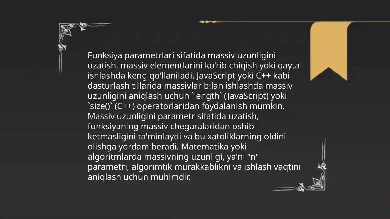 Bir o'lchovli massivlarni funksiya parametrlari sifatida qo'llanilishi 4