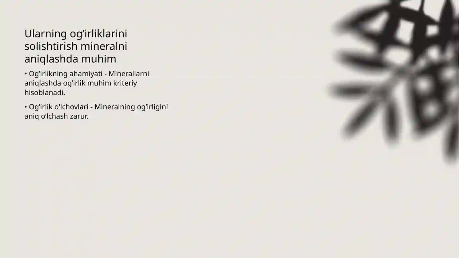 Minerallarning solishtirma og’irligi. Sulfatlar, fosfatlarni o’rganish 4