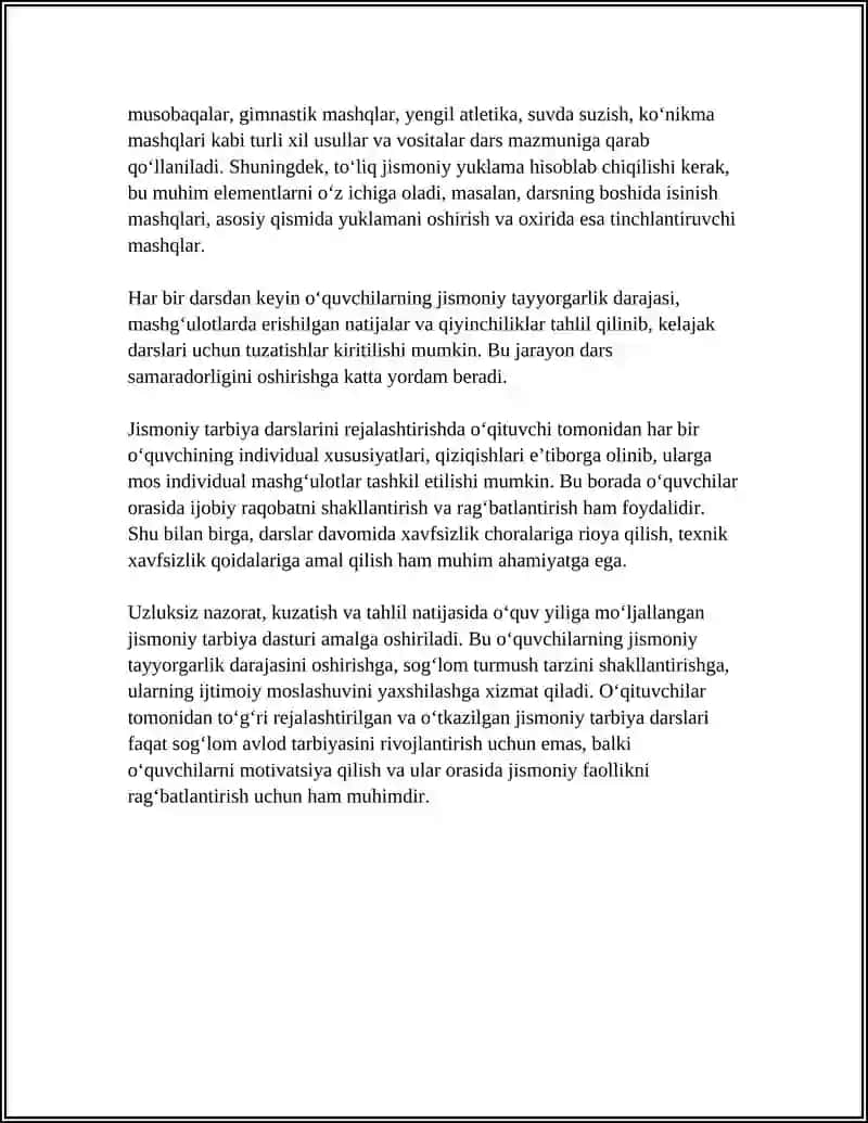 Jismoniy tarbiya darslarini o'tkazish uslubiyati 4