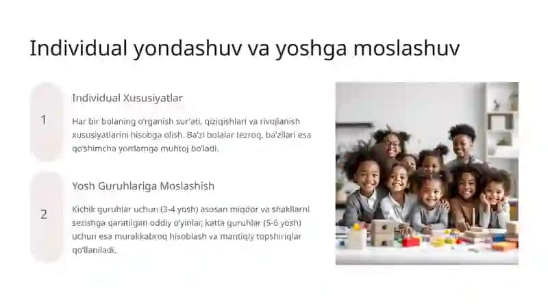 Maktabgacha yoshdagi bolalarda matematik tasavvurlarni shakllantirishda ta'limning asosiy didaktik tamoyillari 4