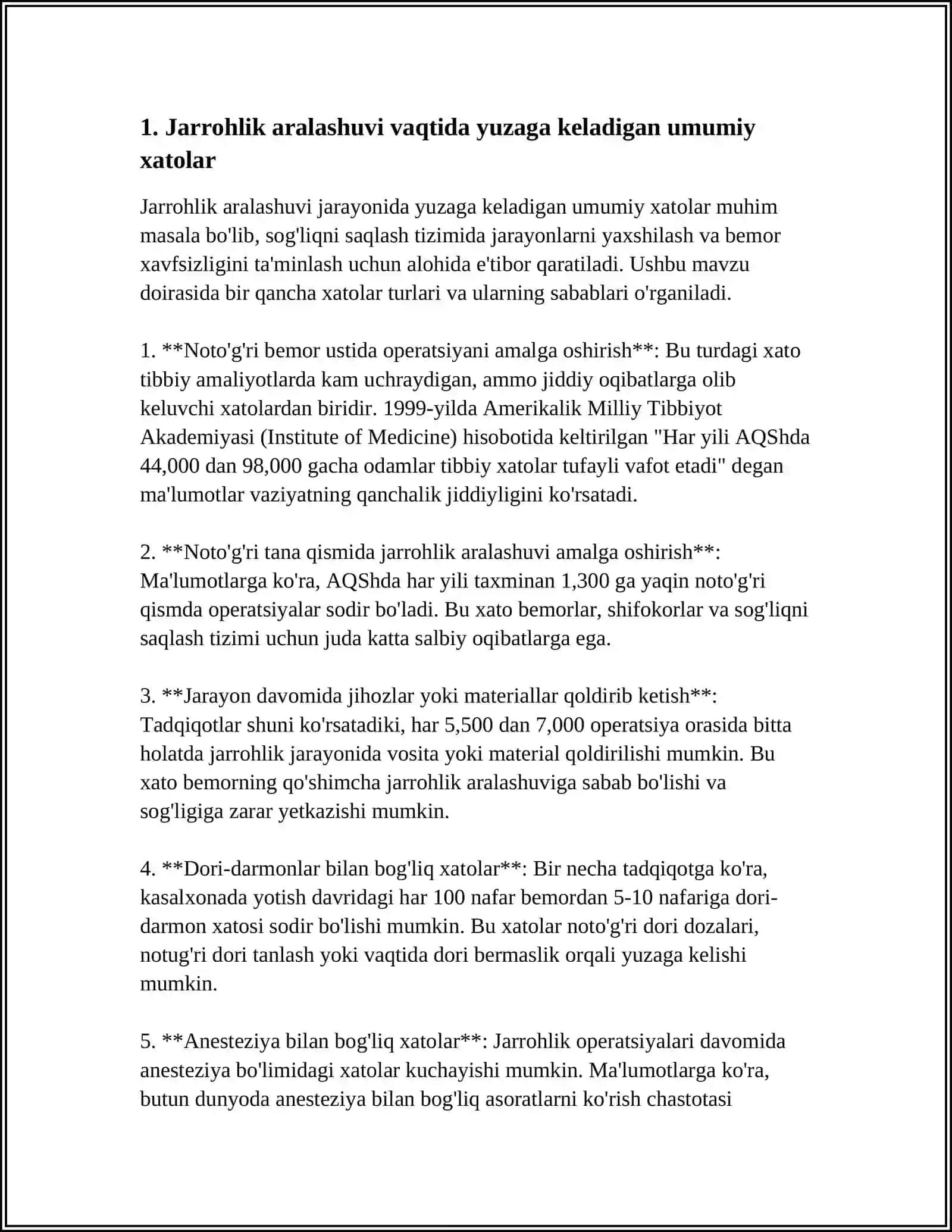 JARROHLIK ARALASHUVI OʻTKAZILGANDA VRACHLIK XATOLARI. QORIN BOʻSHLIGʻI OPERATSIYALARIDA VRACHLIK XATOLARI. AKUSHERLIK PATOLOGIYALARIDA VRACHLIK XATOLARI. TERAPEVTIK AMALIYOTDA VRACHLIK XATOLARI. TIBBIY FAOLIYATDA BAXTSIZ XODISALAR. YATROGENIYA 4
