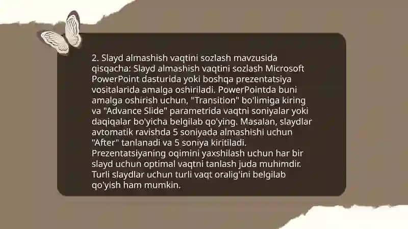 Power Point dasturida slaydga vaqt va ovoz qo'yish 4