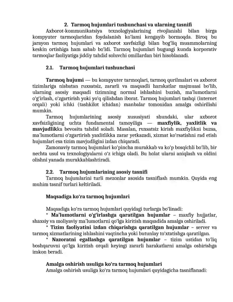 Tarmoq hujumlarining korporativ tarmoqlarga ta’sirini baholash 4