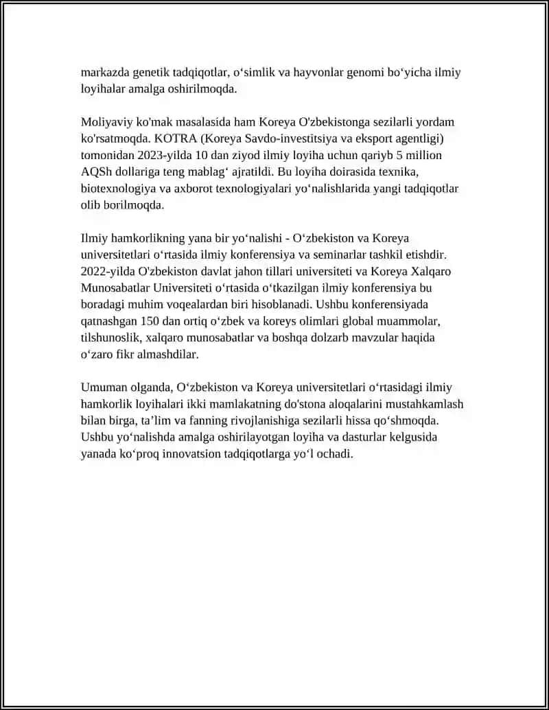 ÒZBEKUSTON-KOREYA ILMIY VA MADANIY ALOQALAR 4