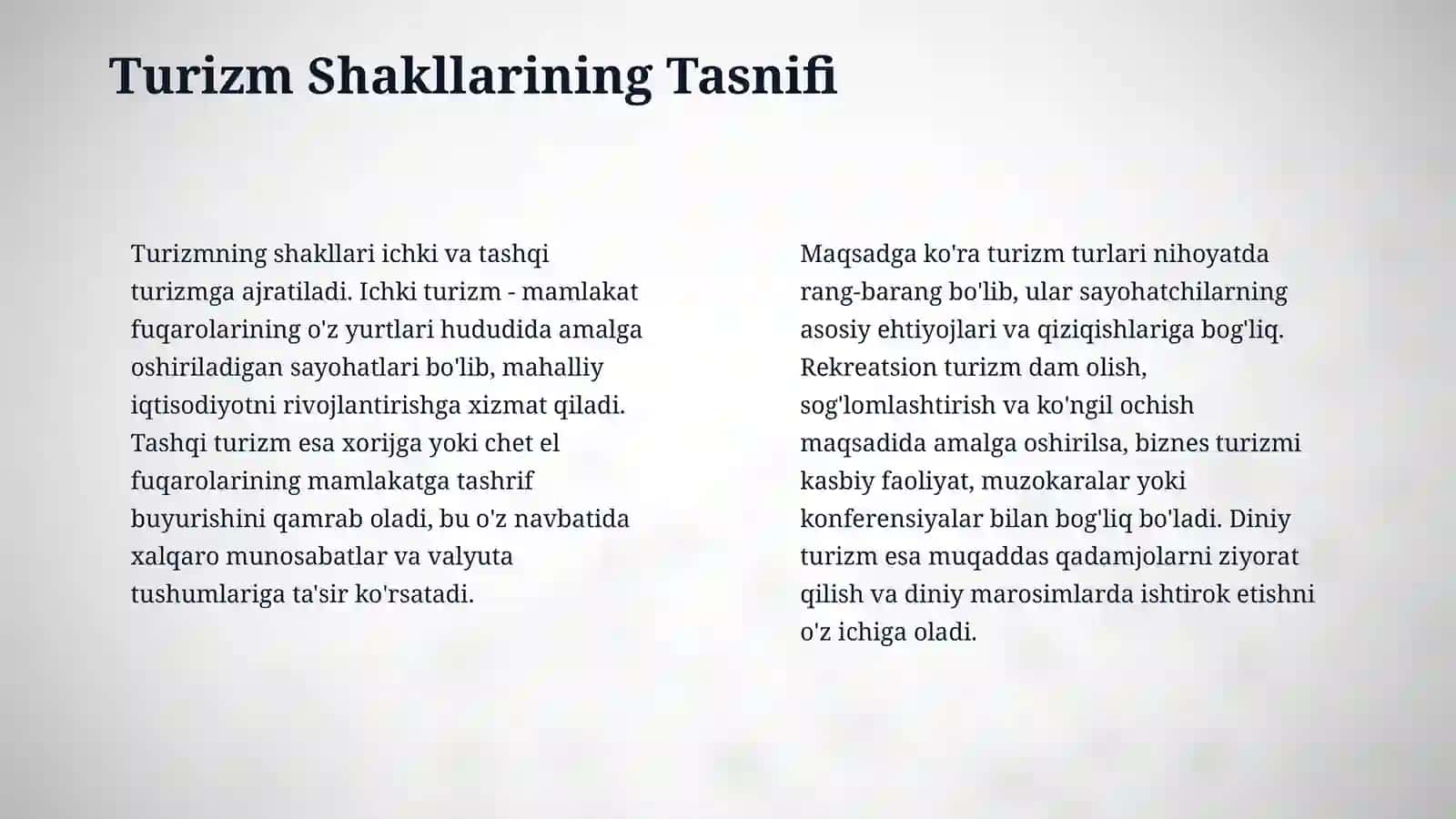Turizmning shakllari va turlari 4