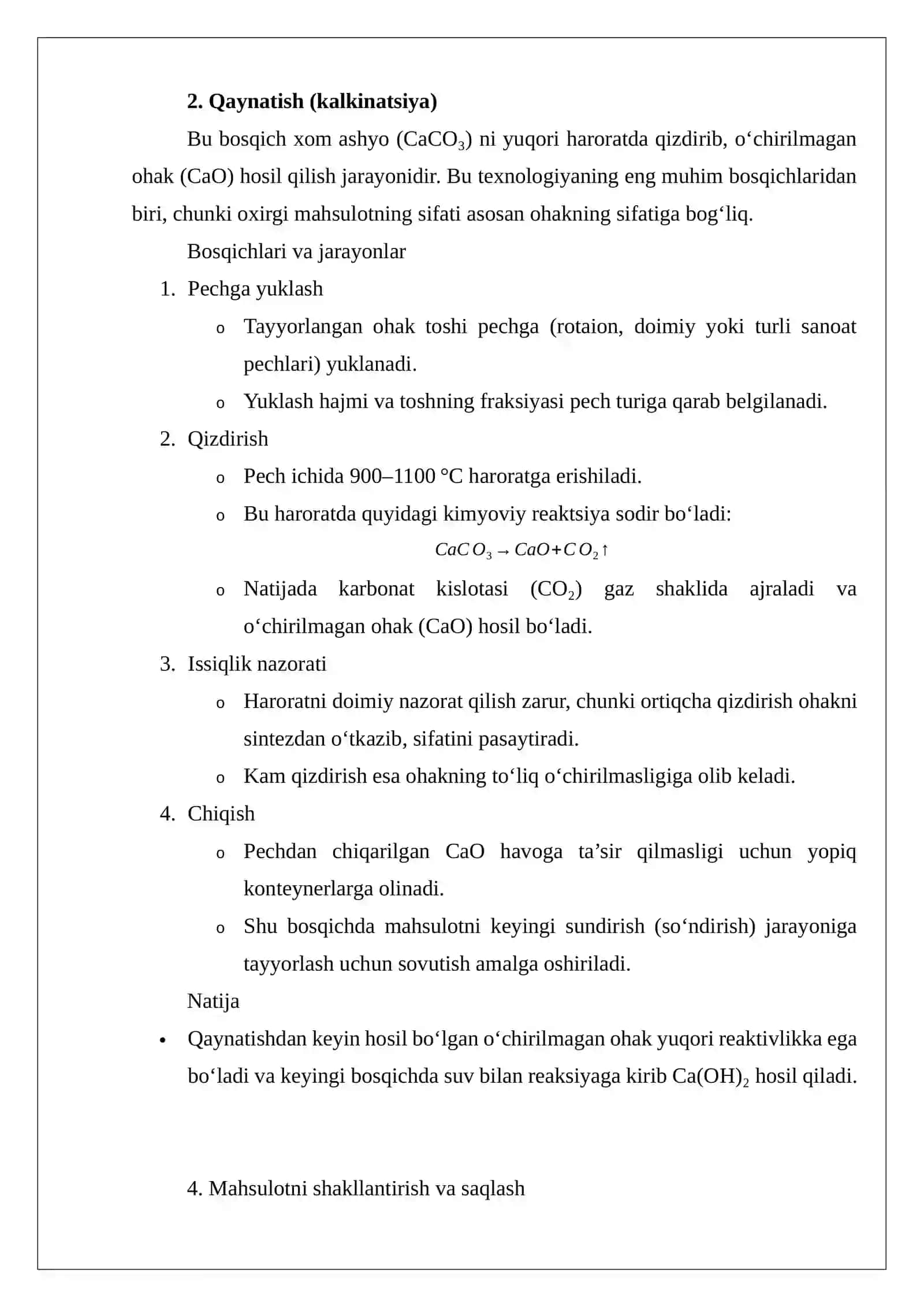 So’ndirilgan ohak ishlab chiqarish texnologiyasi 4