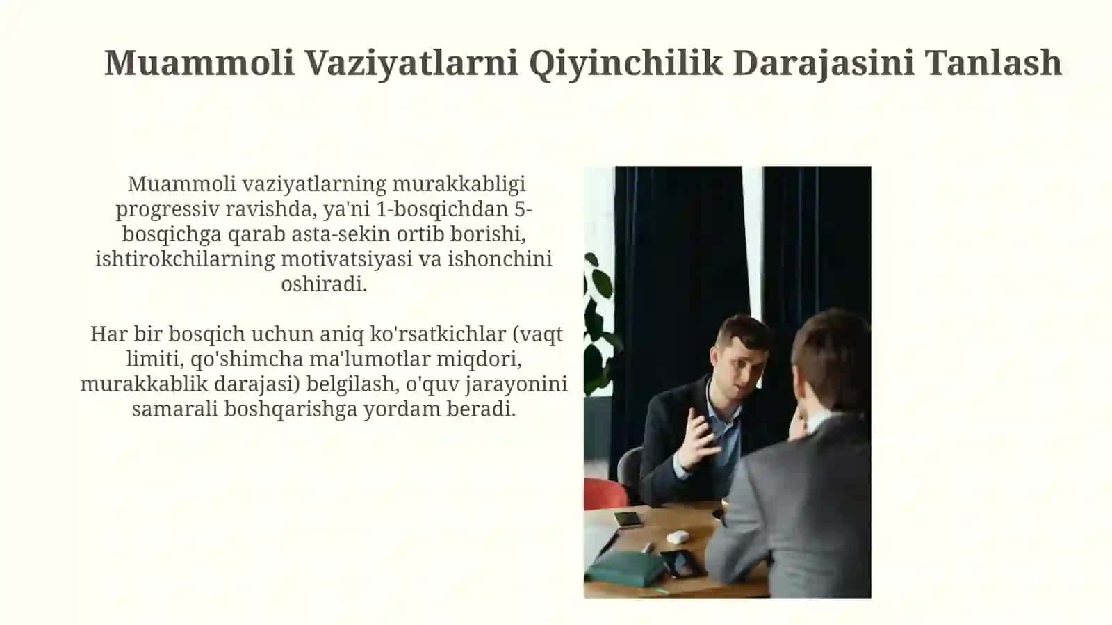 Muammoli vaziyatlarni Rejalashtirish va Dizaynlash 4