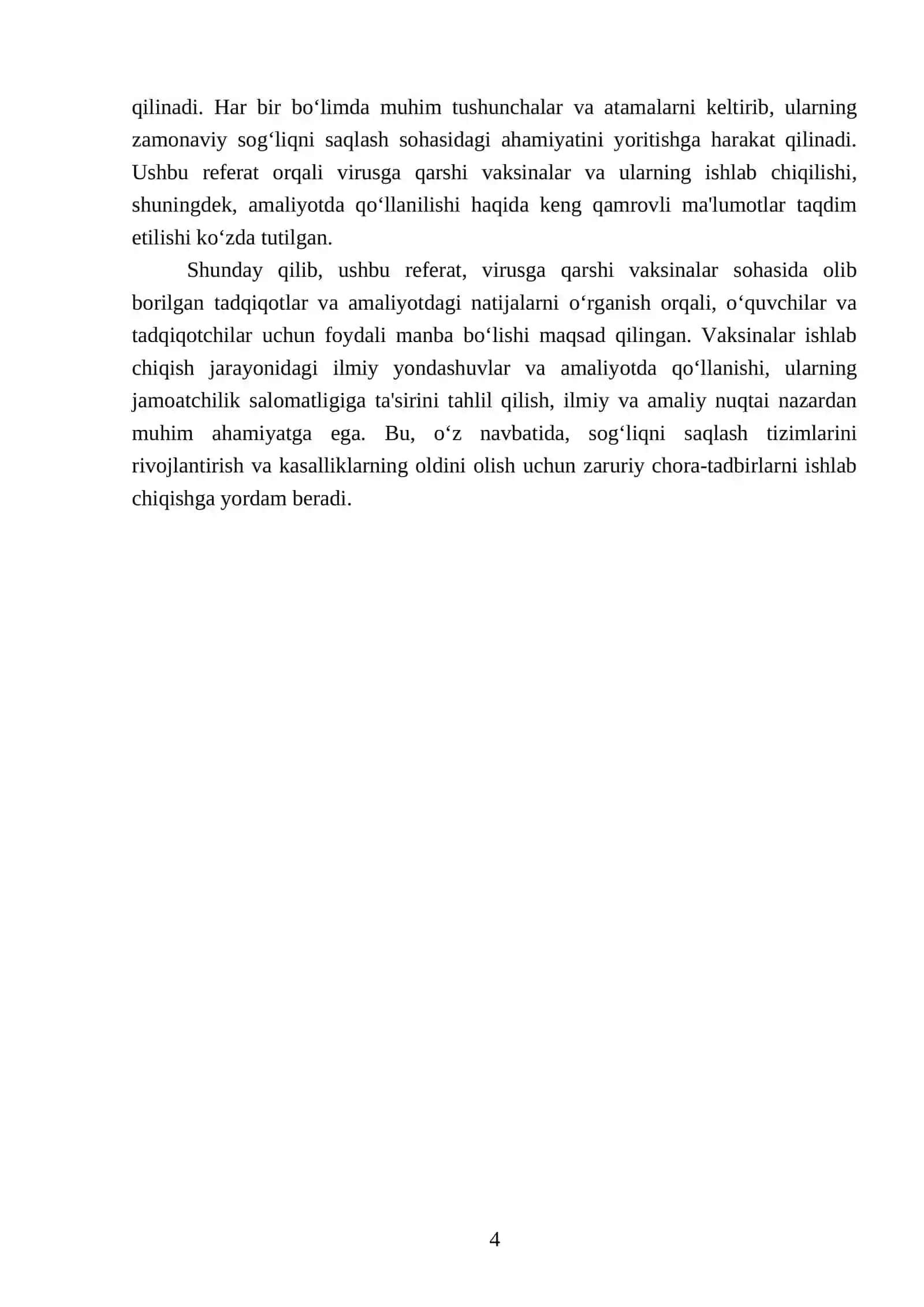 Virusga qarshi vaksinalar va ularni ishlab chiqish borasida olib borilgan ishlar vaksinalarning amalyotda qoʻllanilishi 4