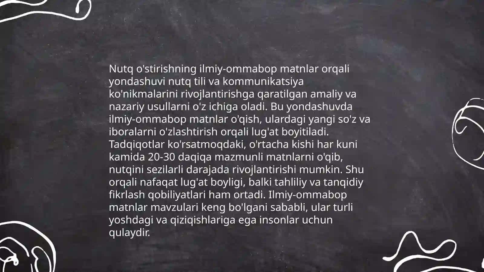 Ilmiy-ommabop janrga xos matnlar orqali nutq ostirish ustida ishlash metodikasi 4