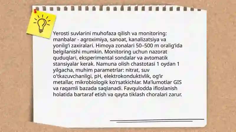 Chuchuk suvlarni muhofaza qilish monitoringi va ulardan to‘g‘ri foydalanish 4