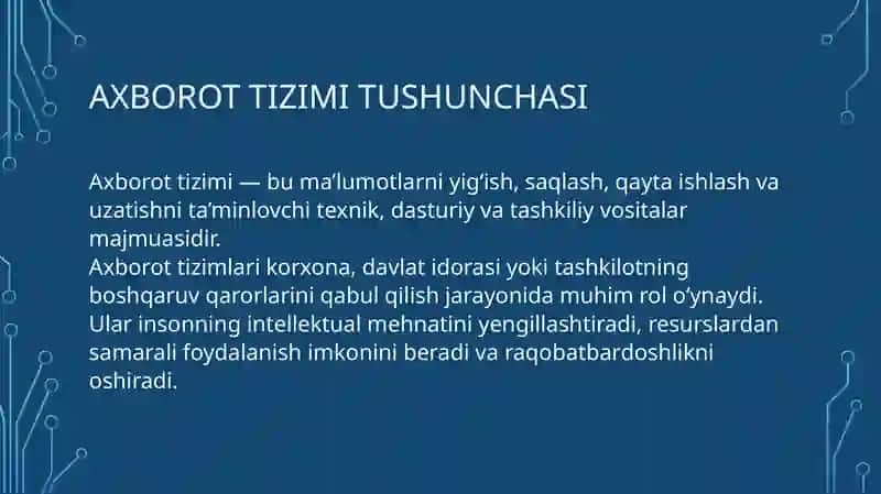 Axborot so‘rov tizimlari. Axborot muloqot tizimlari 4