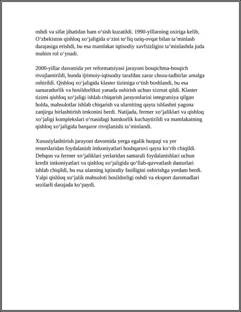 MUSTAQILLIK YILLARIDA QISHLOQ XOʻJALIGI VA SANOAT SOHASIDAGI OʻZGARISHLAR 4