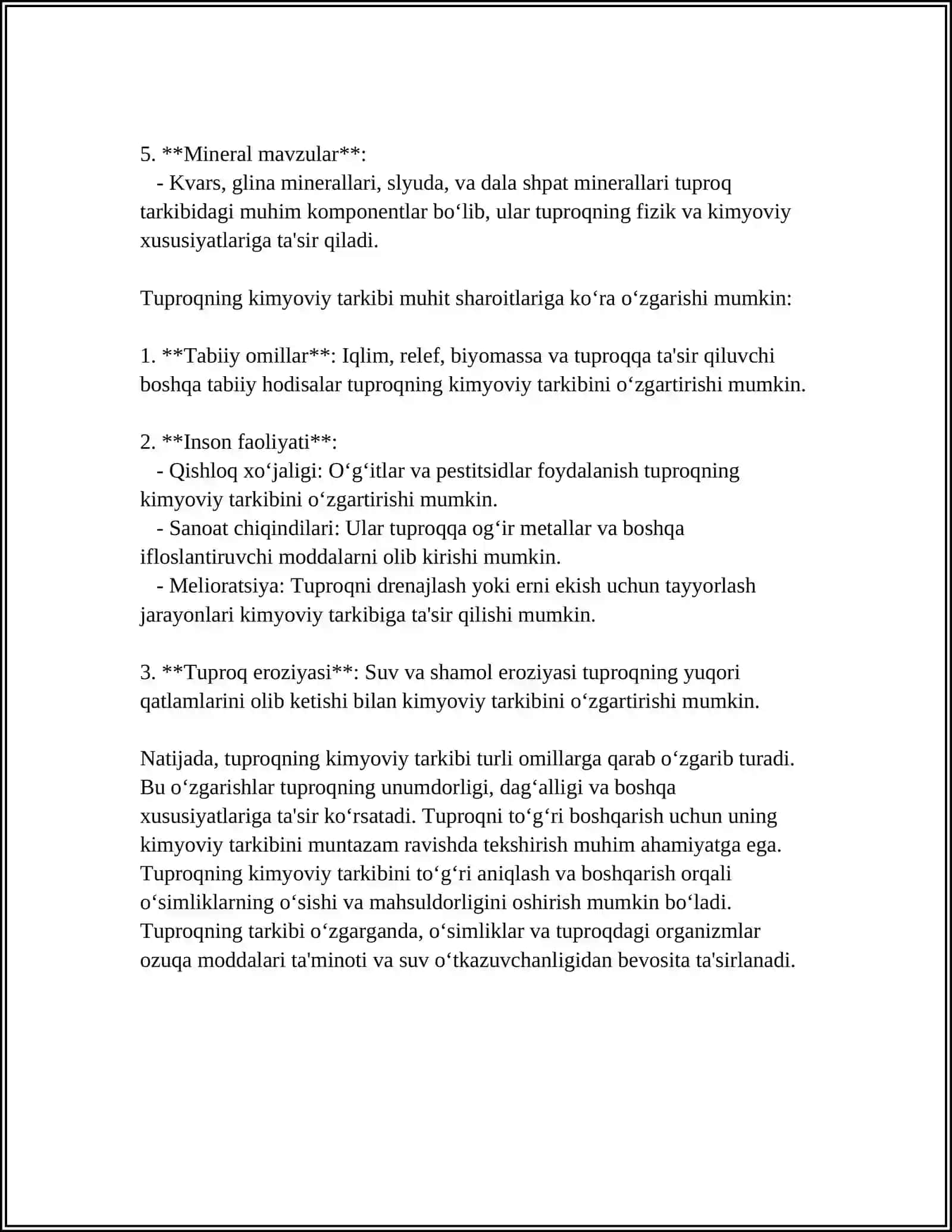 Tuproqlar kimyoviy tarkibi va pestitsidlarning tuproqqa ta'siri 4